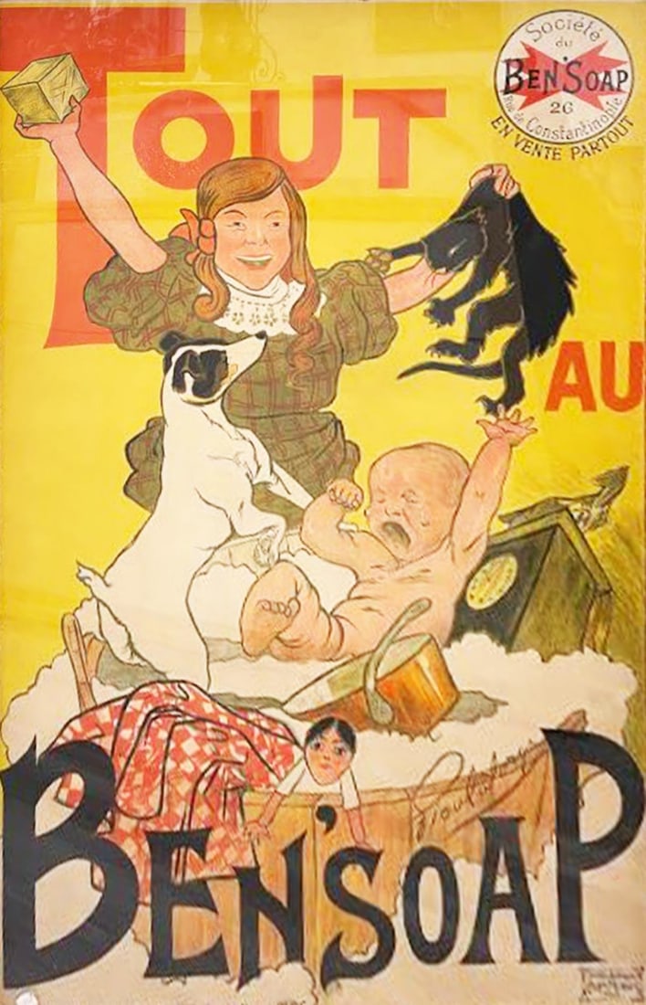 Unknow Artist (Vintage Poster) - Tout Au Bensoap: Artist: Unknow Artist (Vintage Poster) Title: Tout Au Bensoap Dimensions: 17in. by 22.5in. Edition: From the rare limited edition Medium: Lithograph Poster Mounted Condition: Excellent Signature
