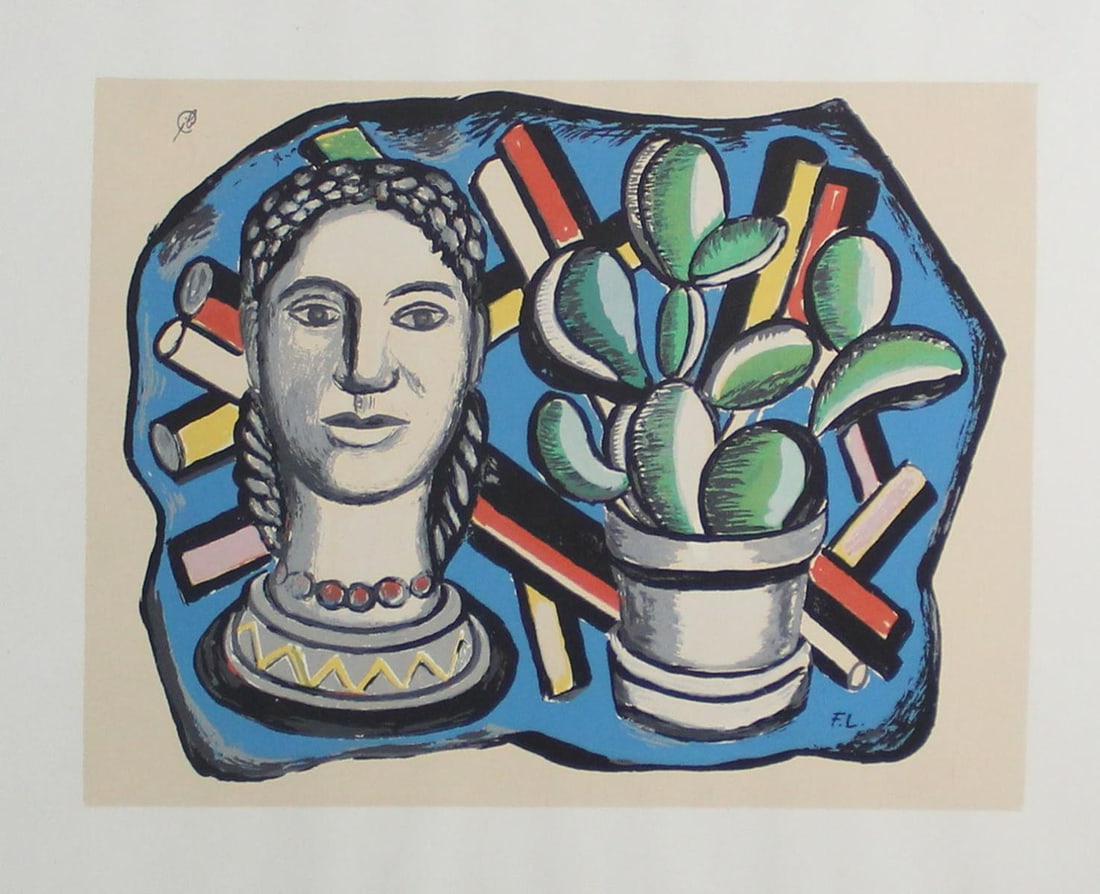Fernand Leger (After) - Tete et Cactus: Artist: Fernand Leger (After) Title: Tete et Cactus Year: 1954 Dimensions: 15in. by 22in. Edition: from the rare limited edition of 1000 Medium: Serigraph in Colors on Paper Condition: Excellent