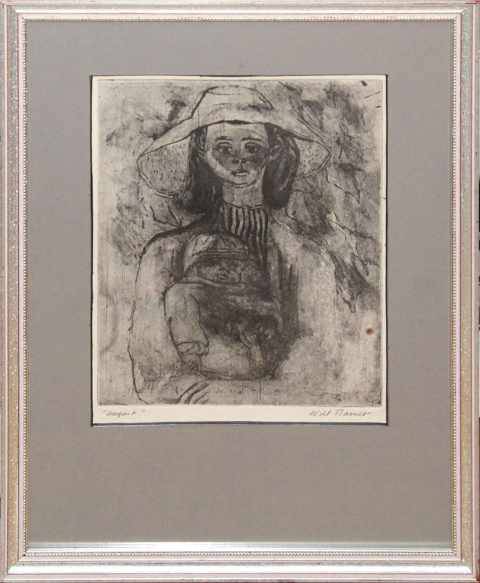 Will Barnett - August: Artist: Will Barnett Title: August Year: 1940 Dimensions: 9 7/8in. by 8in. Edition: From the rare limited edition of 100 Publisher: The Art Students League New York Medium: Original soft ground