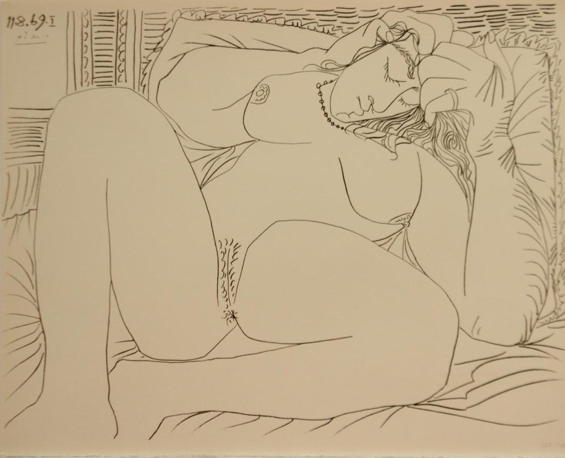 Pablo Picasso - 11 8 69 I (After): Artist: Pablo Picasso Title: 11 8 69 I Year: 1969 Dimensions: 16in. by 20in. Edition: From the Rare Limited Edition of 300 Publisher: Le Vent d Arles Suite: Au Baiser D Avignon Medium: Lithograph