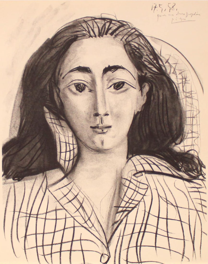 Pablo Picasso - Jacqueline 17.5.58 (After): Artist: Pablo Picasso Title: Jacqueline 17.5.58 Year: 1964 Dimensions: 10 5/8in. by 11 3/4in. Edition: From the Rare Limited Edition Publisher: Editions Cercle