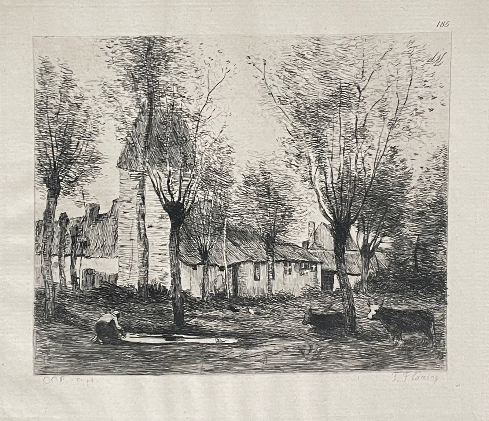 Jean Baptiste Camille Corot - Saules Et Village (1 of 1)