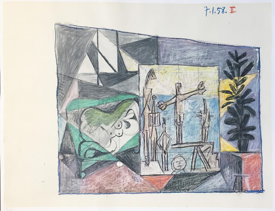 Pablo Picasso - 7.1.58 II: Artist: Pablo Picasso Title: 7.1.58 II Year: 1972 Dimensions: 20 1/2in. by 26 1/2in. Edition: From the Rare Limited Edition of 500 Suite: La Chute D'Icare <