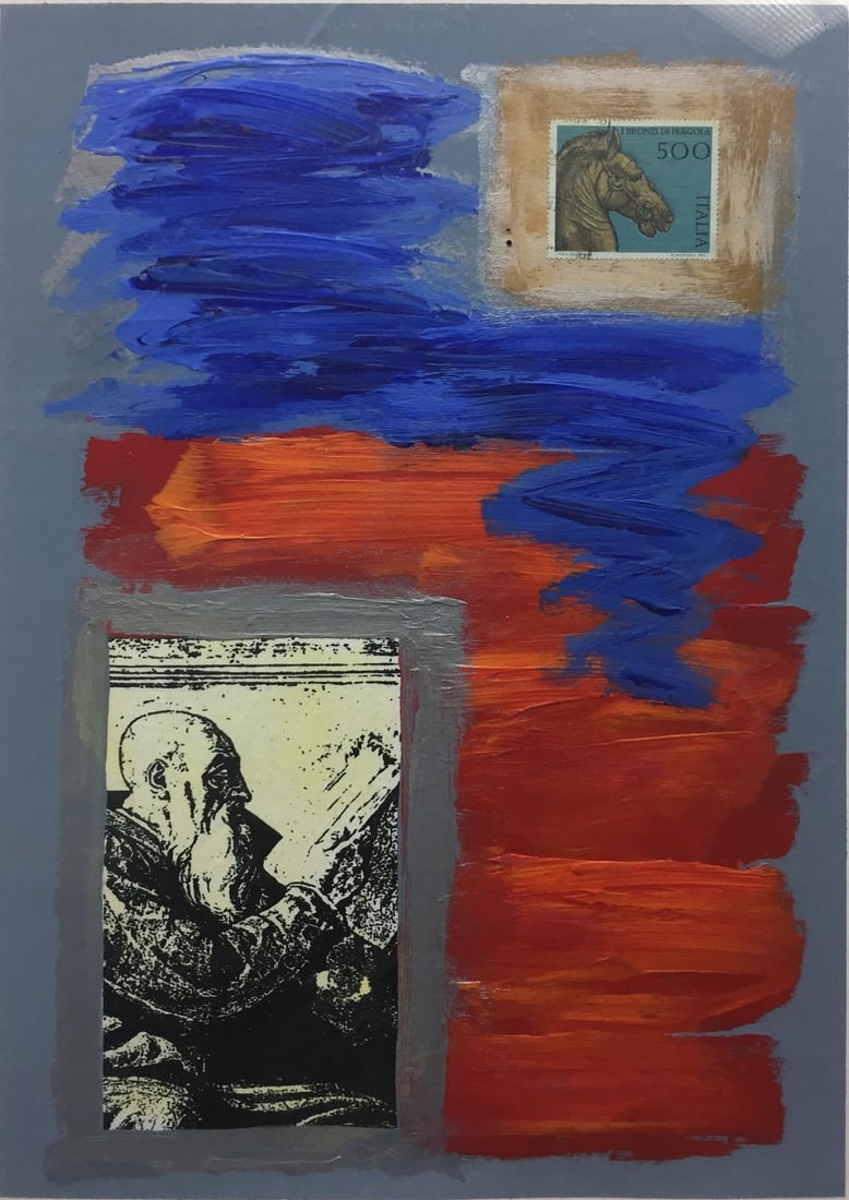 Glenn Wexler - Bronzi: Artist: Glenn Wexler Title: Bronzi Year: 1995 Dimensions: 10 1/4in. by 14 1/4in. Edition: Unique Original Artwork Medium: Original Mixed Media Painting and Coll