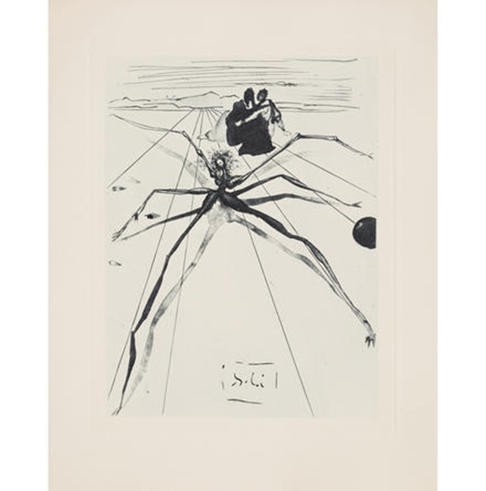 Salvador Dali - Arachne: Artist: Salvador Dali Title: Arachne Year: 1964 Dimensions: 10.25in. by 13in. Edition: From the rare limited edition of 165 in blue/gray Publisher: Les Heures C