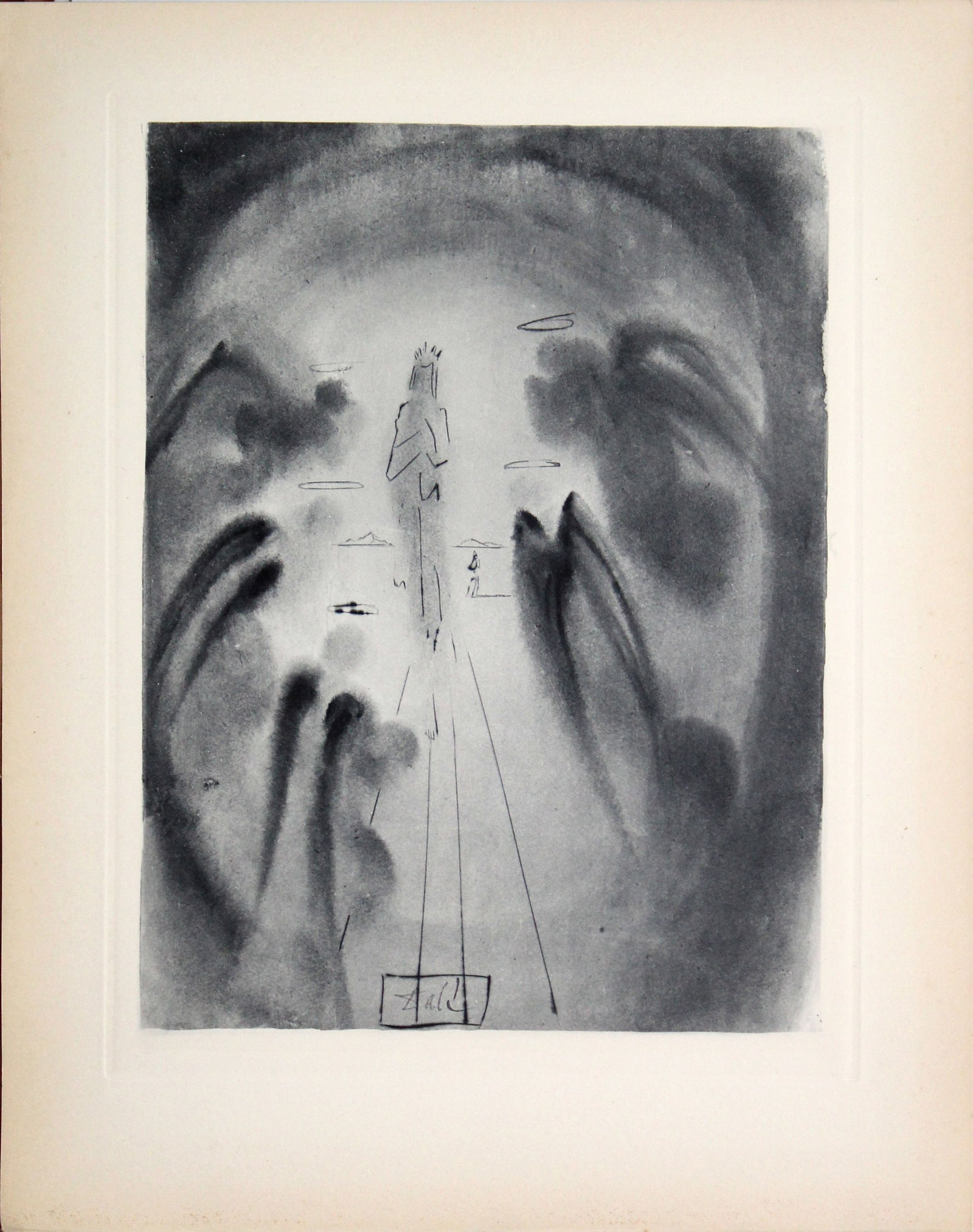 Salvador Dali - The Joy of the Blessed: Artist: Salvador Dali Title: The Joy of the Blessed Year: 1964 Dimensions: 10.25in. by 13in. Edition: From the rare limited edition of 165 in blue/gray Publisher:<