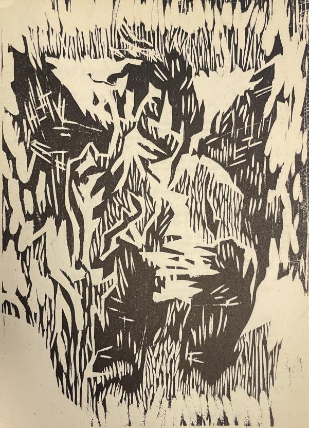 Kenneth Fritch - Untitled Woodcut: Artist: Kenneth Fritch Title: Untitled Woodcut Year: 1959 Dimensions: 7in. by 10in. Edition: From the rare limited edition Publisher: Polemic Society Medium: Original Relief Etching on Japon Paper