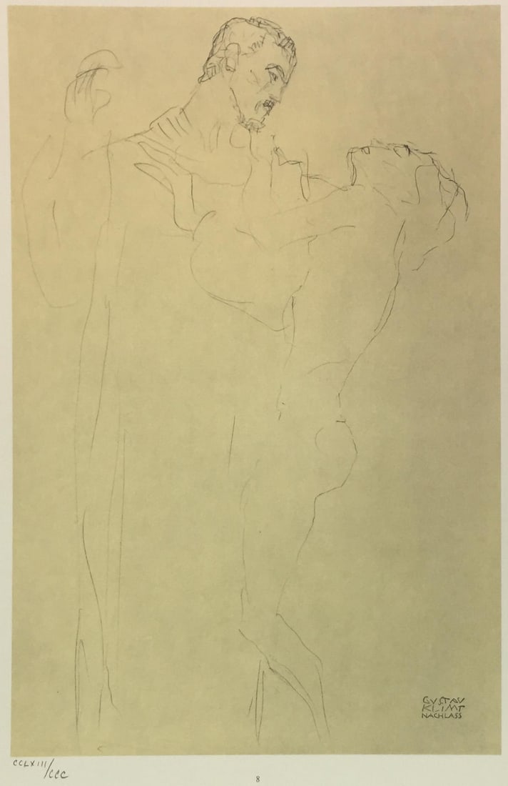 Gustav Klimt - Untitled Study (IX) (After): Artist: Gustav Klimt Title: Untitled Study (IX) Year: 1980 Dimensions: 16in. by 12in. Edition: From the Rare Limited Edition of CCC Publisher: Mazzotta Suite: Disegni Erotici Medium: Original
