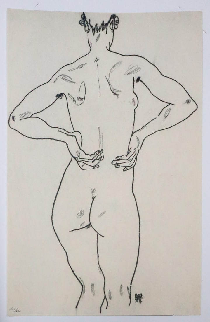 Egon Schiele (After) - Nude Figure: Artist: Egon Schiele (After) Title: Nude Figure Year: 1910 Dimensions: 18in. by 11.5in. Edition: From the Rare Limited Edition of 600 Medium: Original Lithograp