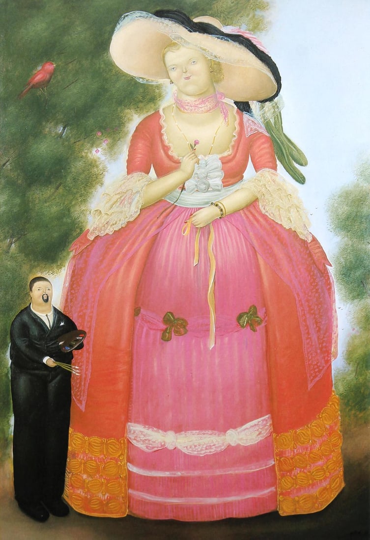 Fernando Botero (after) - Self-portrait with Madame Pompadour: Artist: Fernando Botero (after) Title: Self-portrait with Madame Pompadour Year: 1983 Dimensions: 16in. by 12in. Edition: From the limited edition of 200 Publisher: