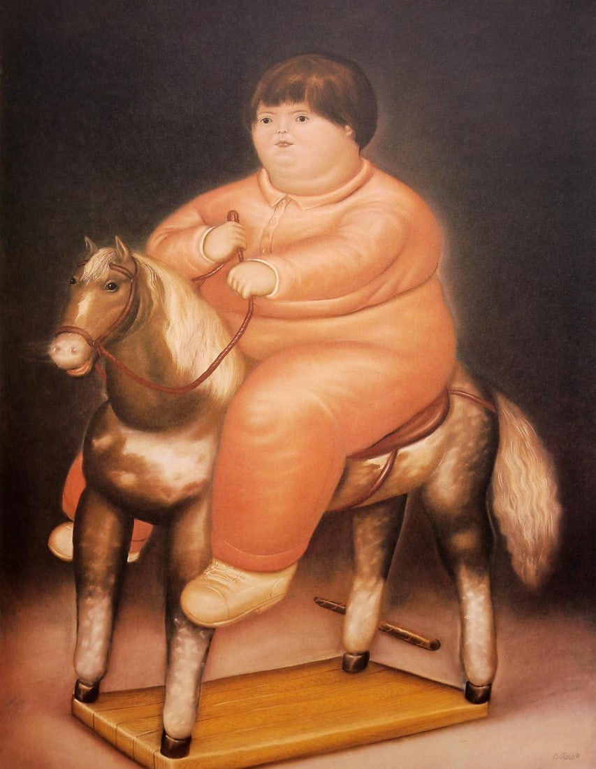 Fernando Botero (after) - Pedro on a Rocking-Horse: Artist: Fernando Botero (after) Title: Pedro on a Rocking-Horse Year: 1983 Dimensions: 16in. by 12in. Edition: From the limited edition of 200 Publisher: Harry