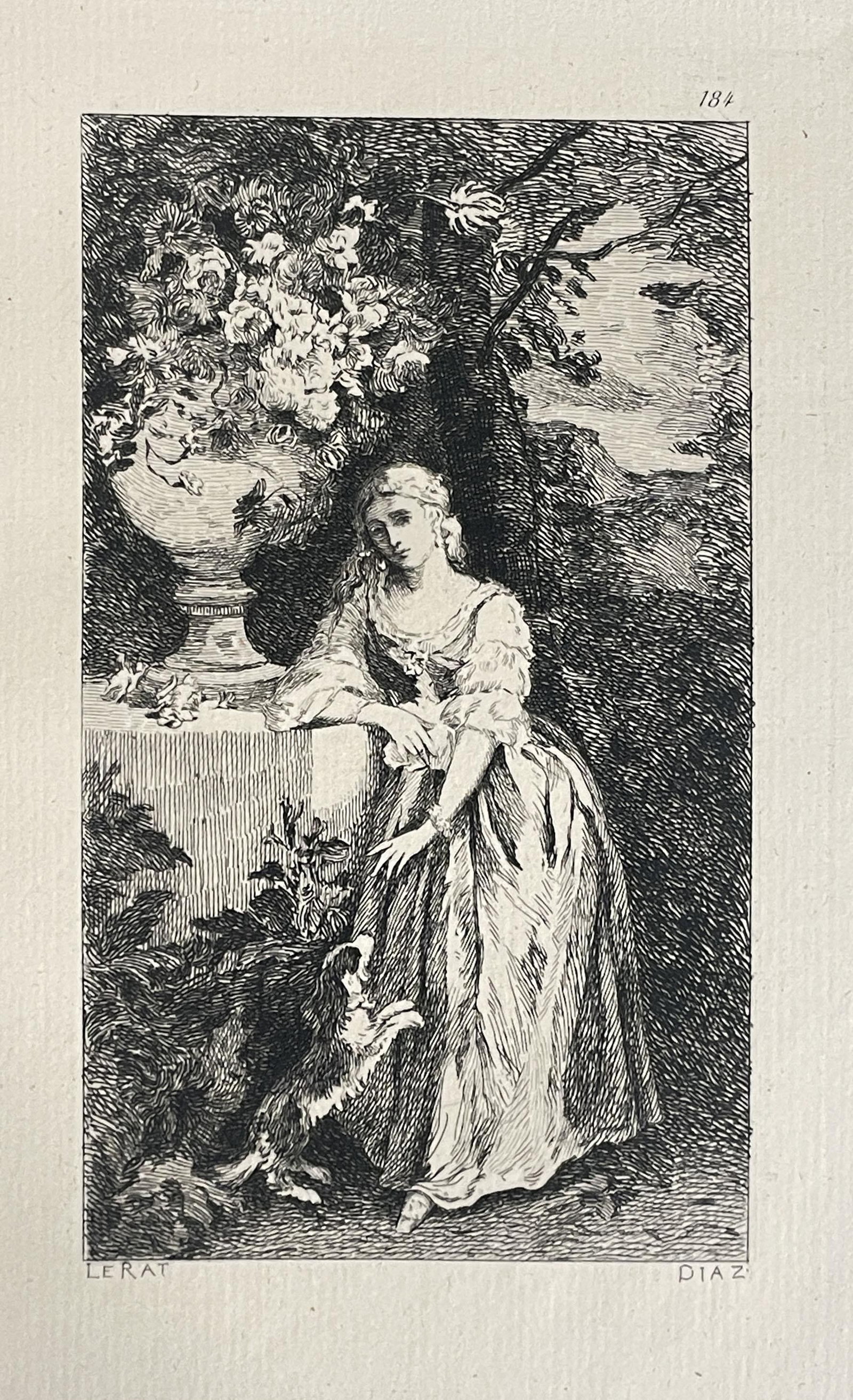 Narcisse Diaz - Reverie: Artist: Narcisse Diaz Title: Reverie Year: 1873 Dimensions: 11 3/4in. by 8in. Edition: From the rare limited edition Medium: Original engraving on paper