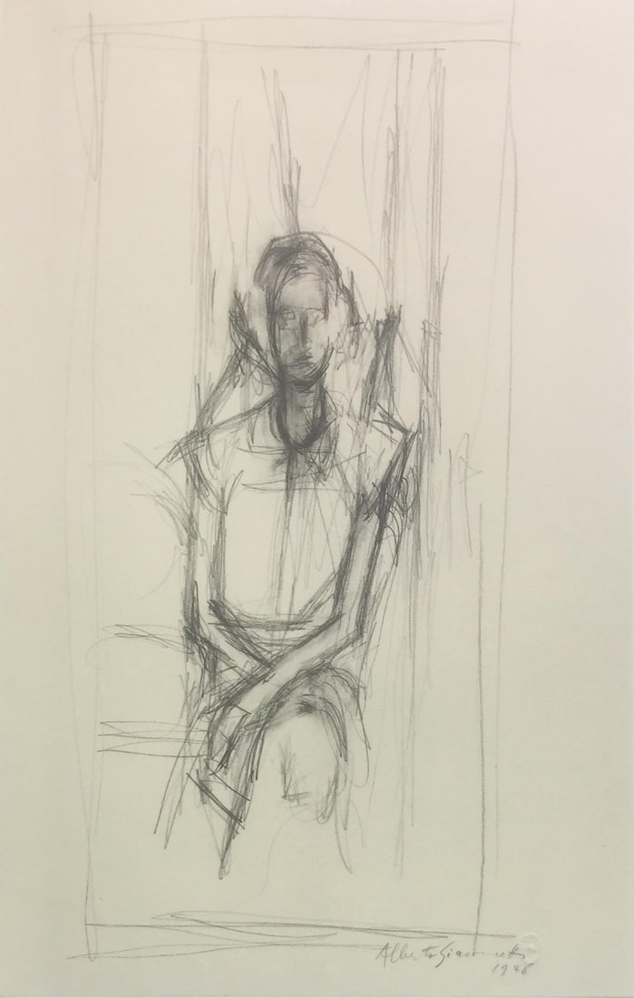 Alberto Giacometti - Figura Femminile Seduta (After): Artist: Alberto Giacometti Title: Figura Femminile Seduta Year: 1959 Dimensions: 17 3/4in. by 22in. Edition: From the rare limited edition of 1245 Publisher: Gi