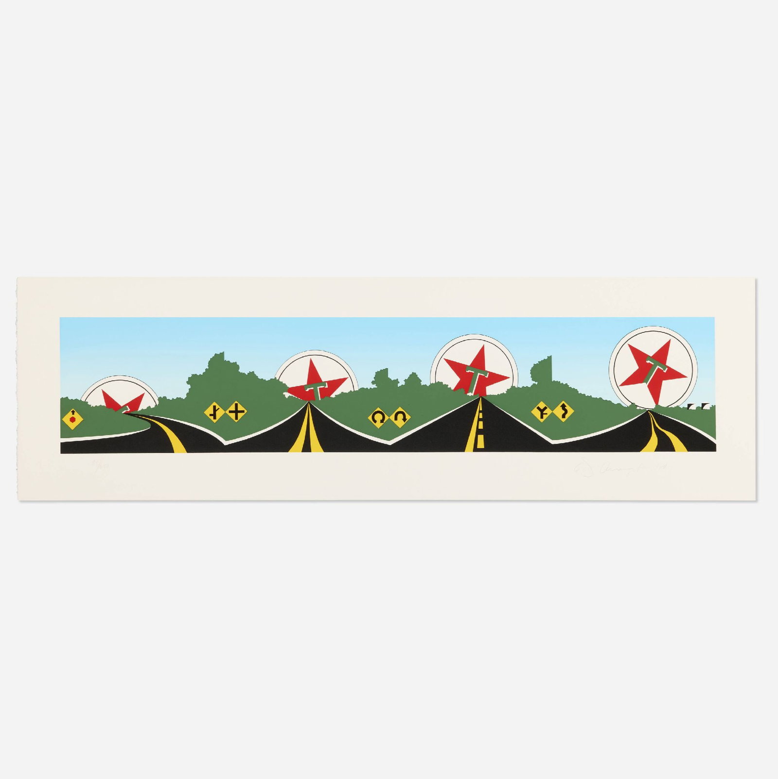 Allan D Arcangelo - Morning Star: Artist: Allan D Arcangelo Title: Morning Star Year: 1980 Dimensions: 14 1/8 x 46 3/8 in. Edition: 84 from the limited edition of 250 Publisher: Editions Rue du Louvre, Paris Medium: Screenprint in
