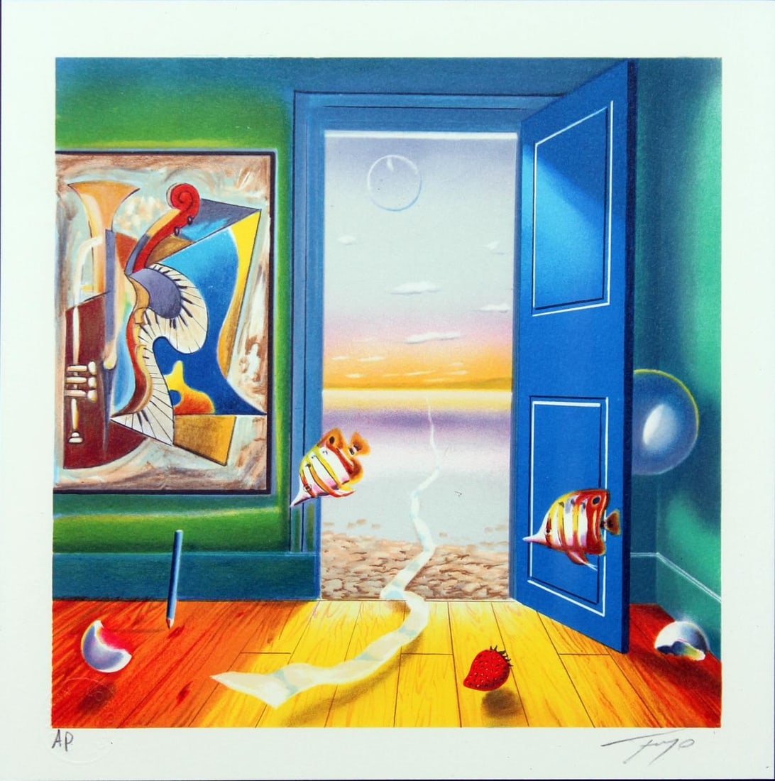 Ferjo - Blue Door: Artist: Ferjo Title: Blue Door Year: 2000 Dimensions: 11.5in. by 11.5in. Edition: AP from the rare limited edition Medium: Original lithograph on paper Condition: Excellent Signature Details: Hand