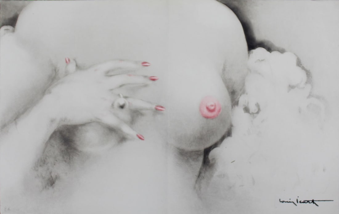 Louis Icart - Granular Areola: Artist: Louis Icart Title: Granular Areola Year: 1945 Dimensions: 17 1/2in. by 10 1/2in. Edition: From the rare limited edition of 190 Suite: La Vie Des Seins</
