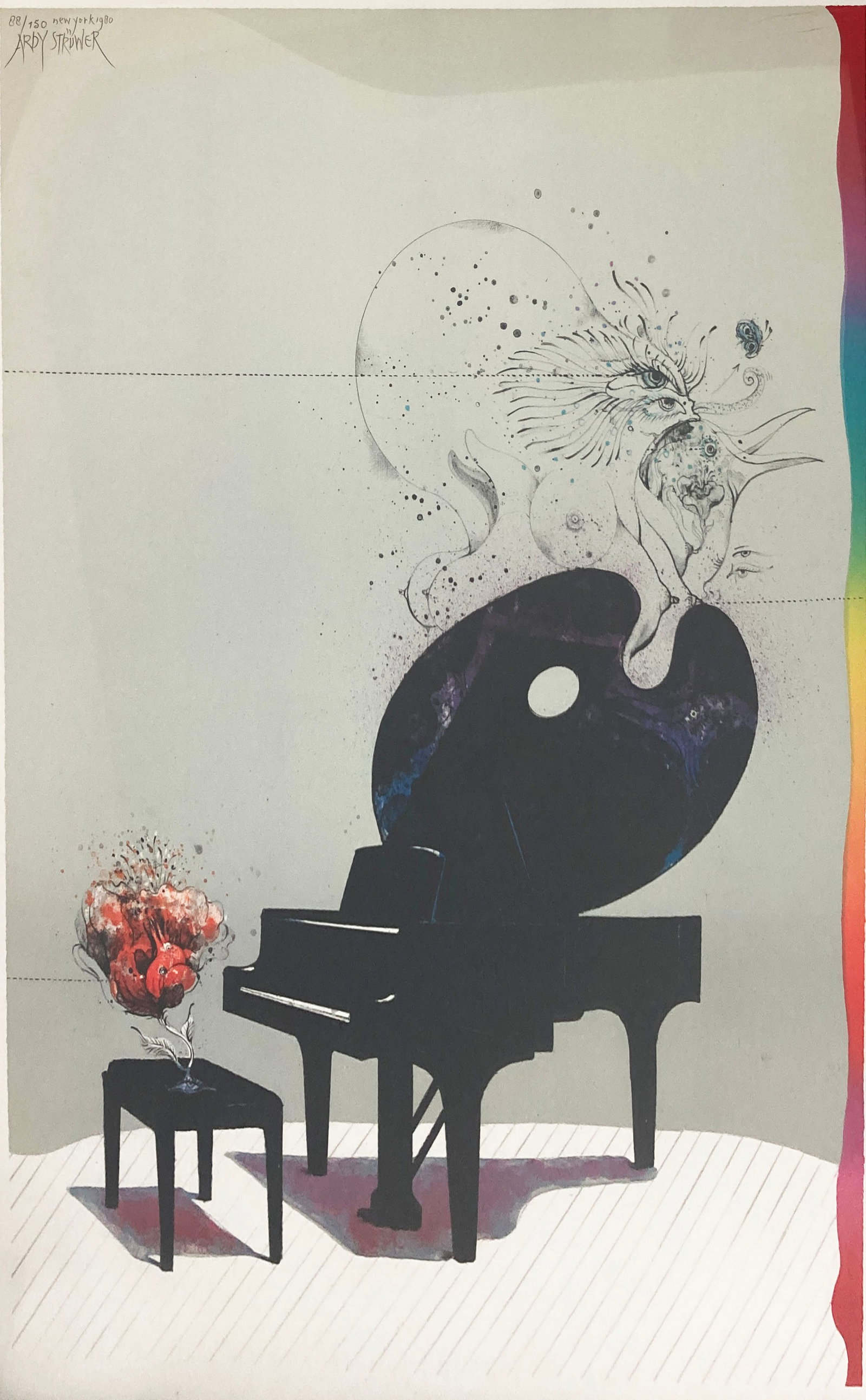 Ardy Struwer - Piano: Artist: Ardy Struwer Title: Piano Year: 1970 Dimensions: 22 x 32 in. Edition: From the rare limited edition of 150 Medium: Lithograph Condition: Excellent Signature Details: Hand signed Comes with