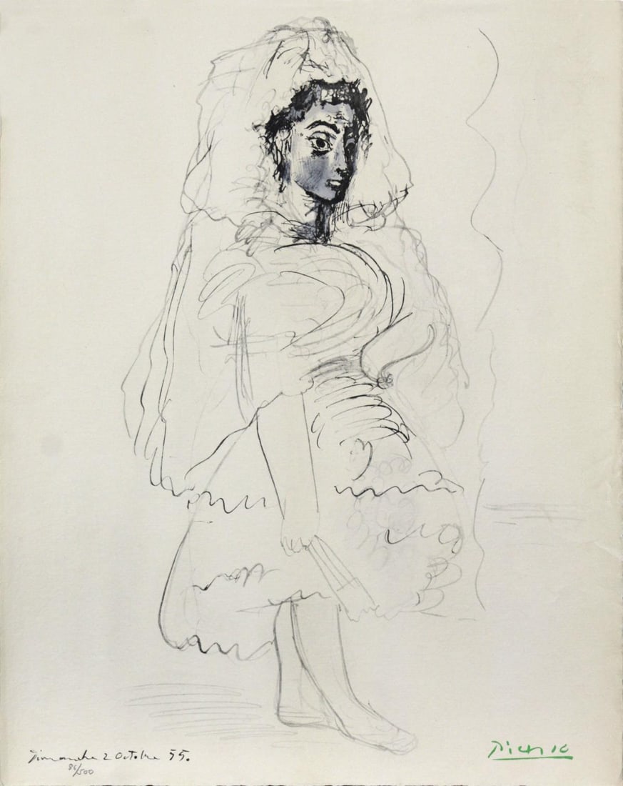 Pablo Picasso (After) - Jacqueline en Espagnole: Artist: Pablo Picasso (After) Title: Jacqueline en Espagnole Year: 1967 Dimensions: 20 1/2in. by 15 1/4in. Edition: From the rare limited edition of 500 Suite: La Flute Dou