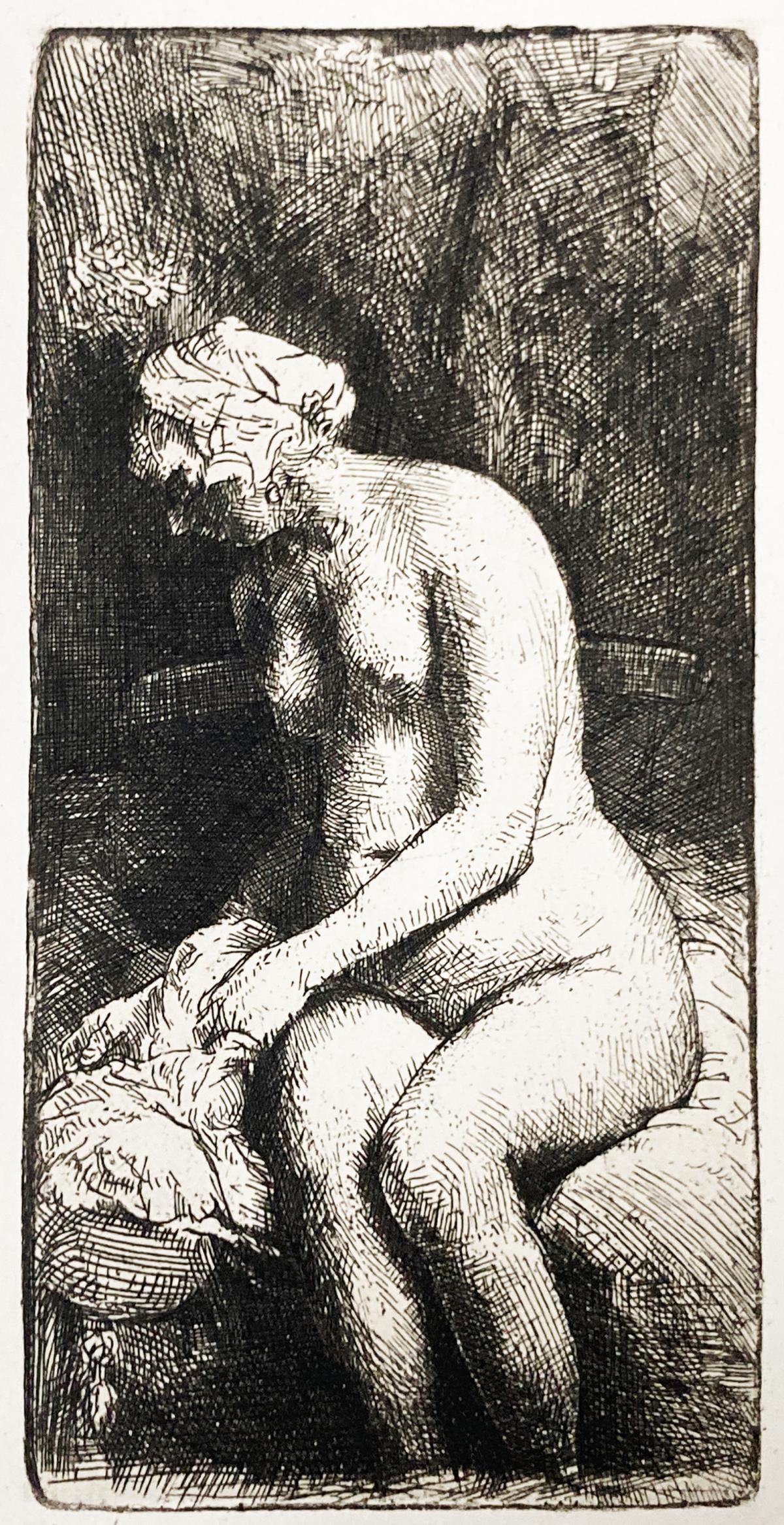 Rembrandt van Rijn (After 1883) - Woman Bathing Her Feet: Artist: Rembrandt van Rijn (After 1883) Title: Woman Bathing Her Feet Year: 1883 Dimensions: 7.5in. by 4in. Edition: From the rare limited edition Suite: LOeuvr