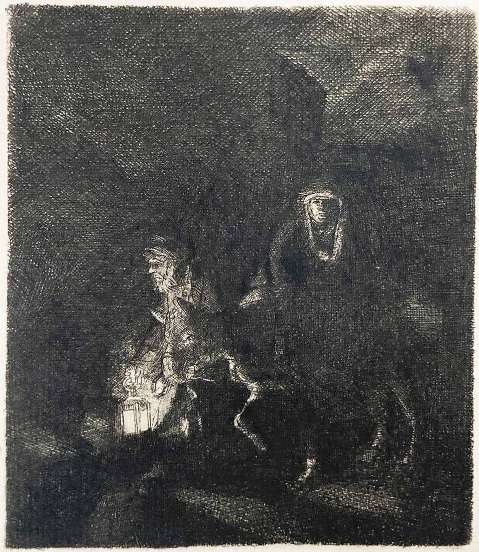 Rembrandt van Rijn (After 1883) - The Flight Into Egypt: Artist: Rembrandt van Rijn (After 1883) Title: The Flight Into Egypt Year: 1883 Dimensions: 6in. by 5in. Edition: From the rare limited edition Suite: LOeuvre C