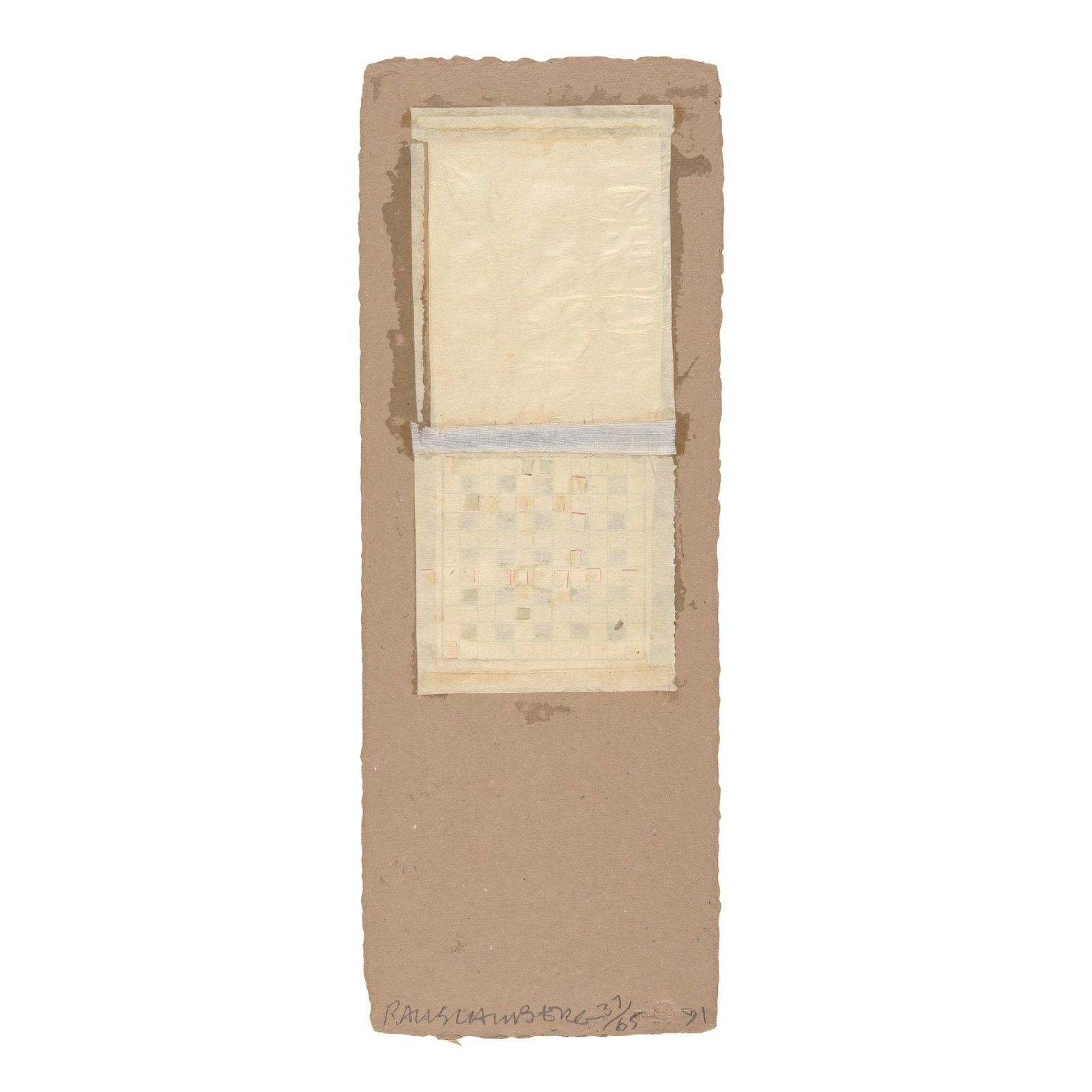 Robert Rauschenberg - Shirtboard (from Shirtboards Morocco, Italy '52 Portfolio): Artist: Robert Rauschenberg Title: Shirtboard (from Shirtboards Morocco, Italy '52 Portfolio) Year: 1991 Dimensions: 21 3/4 x 8 in. Edition: 37 from the limited edition of 65 Publisher: Styria