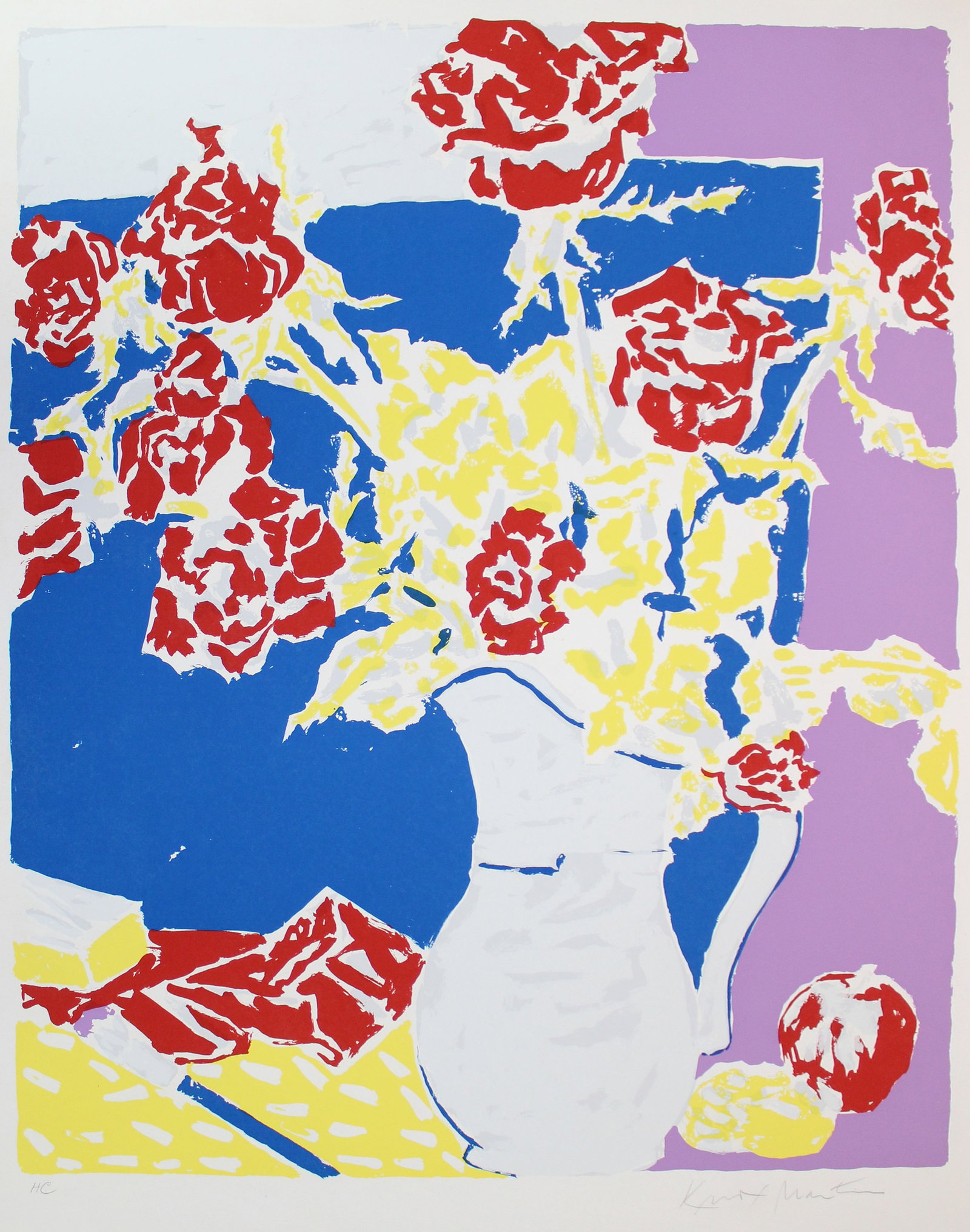 Knox Martin - Flowers 2: Artist: Knox Martin Title: Flowers 2 Year: 1975 Dimensions: 29in. by 36 1/2in. Edition: From the Rare Limited Edition of 125 Medium: Original Serigraph in Colors Condition: Excellent Signature