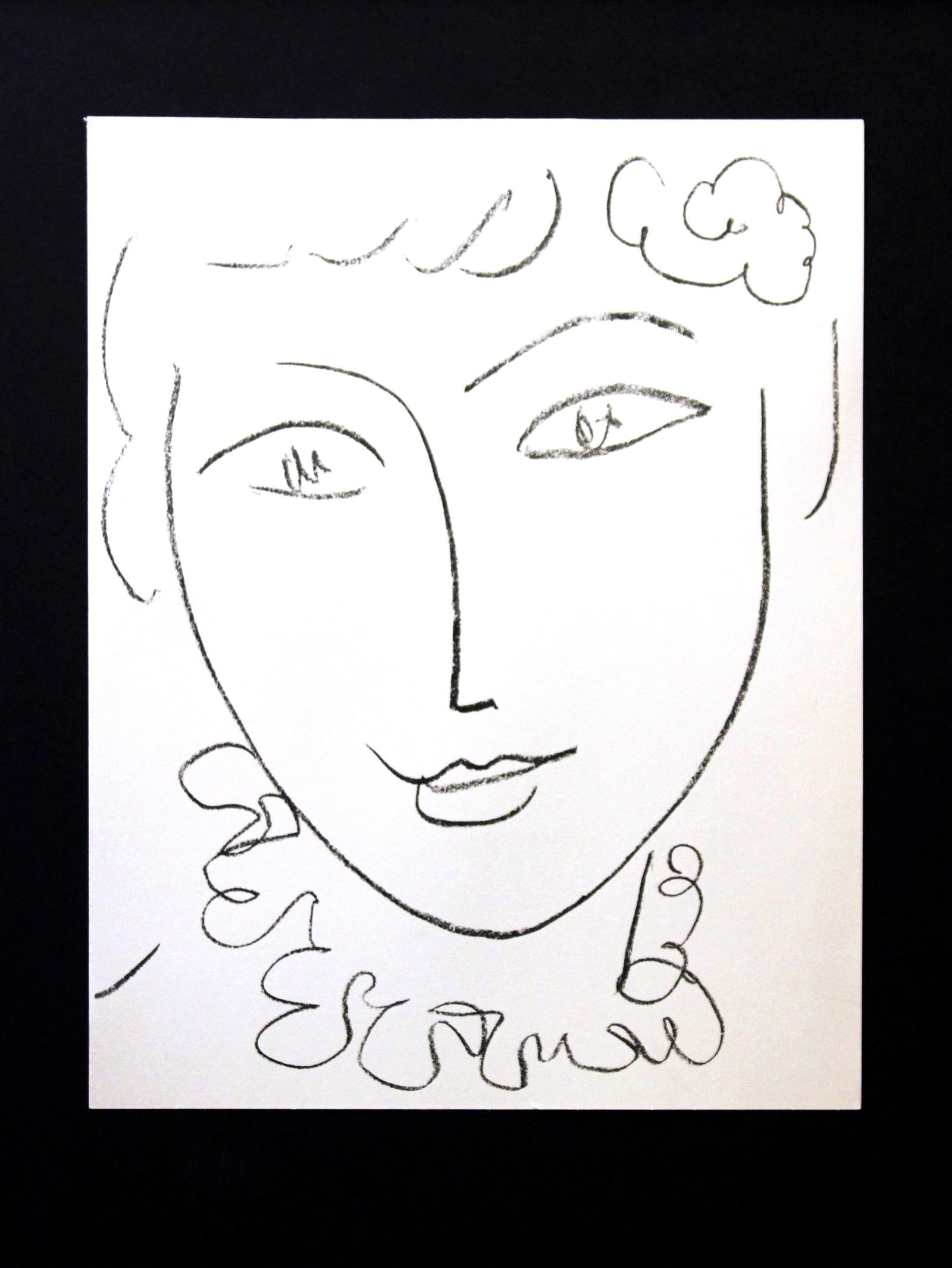 Henri Matisse - Portrait of a Young Girl: Artist: Henri Matisse Title: Portrait Year: 1954 Dimensions: 9.75in. by 12.25in. Edition: From the rare limited edition Publisher: Andre Sauret; Monte Carlo Medium: Original lithograph on paper
