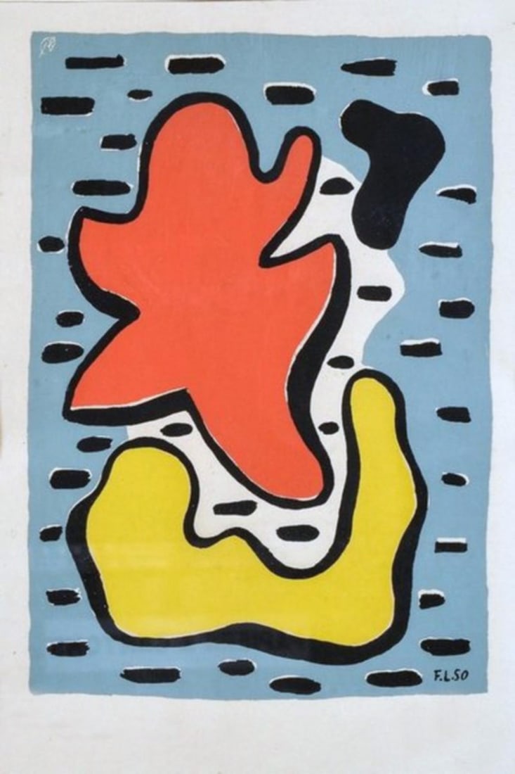 Fernand Leger - Composition jaune et rouge: Artist: Fernand Leger Title: Composition jaune et rouge Year: 1950 Dimensions: 12.6in. by 8.6in. Edition: From the rare limited edition Medium: Original serigra