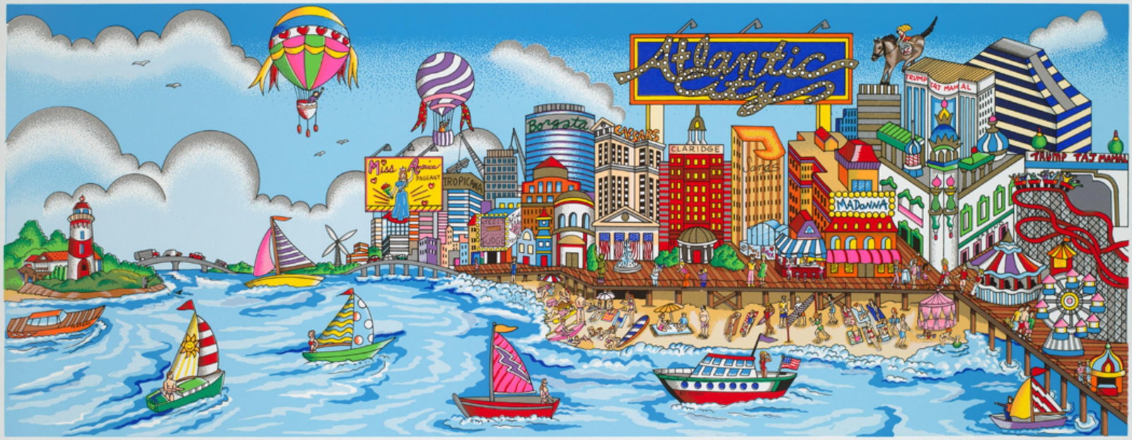 Charles Fazzino - An Atlantic City Summer 3-D: Artist: Charles Fazzino Title: An Atlantic City Summer 3-D Year: 2007 Dimensions: 9in. by 23.5in. Edition: From the rare limited edition of 350 Publisher: Museu