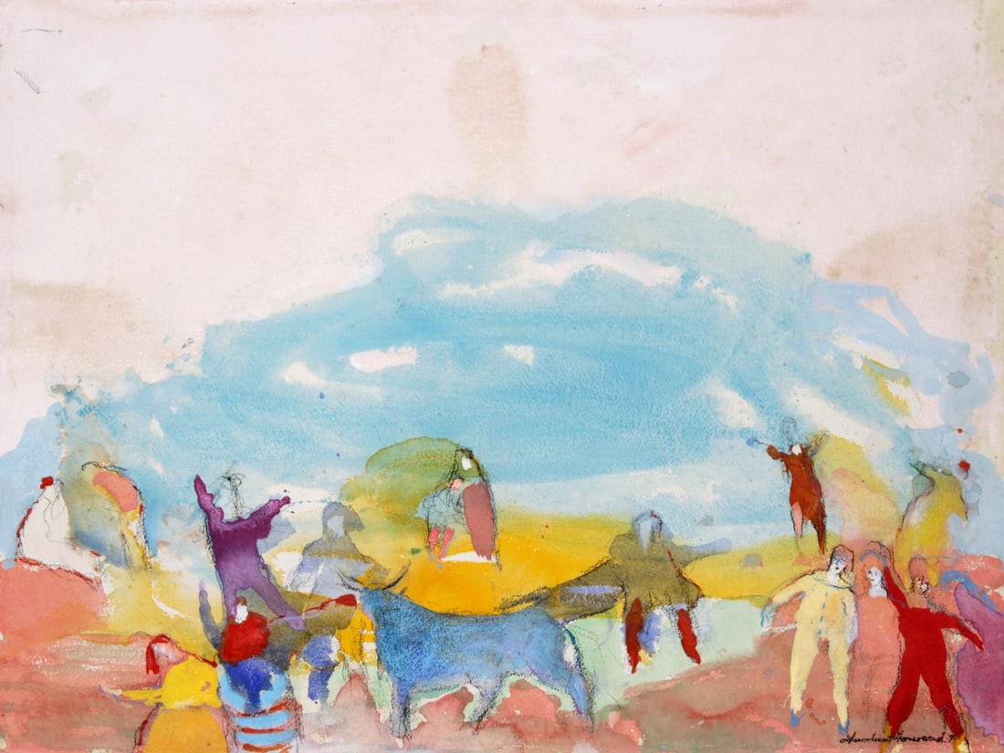 Humbert Howard - Original Watercolor: Artist: Humbert Howard Title: Original Watercolor Year: 1974 Dimensions: 22.5in. by 29.5in. Edition: A unique and original work of art Medium: Original watercol