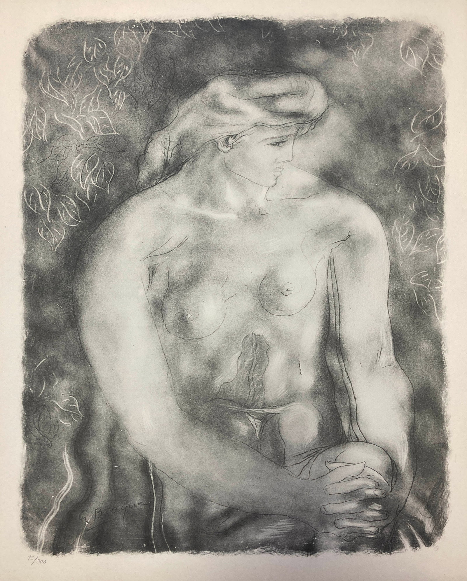 Georges Braque - Nu Aux Feuiles: Artist: Georges Braque Title: Nu Aux Feuiles Year: 1957 Dimensions: 15 3/4 x 19 1/4 in. Edition: From the Rare Limited Edition of 300 Publisher: Au Vent d'Arles, Paris Suite: Espace Portfolio