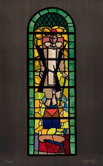 Georges Braque - Stained Glass Window at Church of Saint Dominique Varengeville: Artist: Georges Braque Title: Stained Glass Window at Church of Saint Dominique Varengeville Year: 1960 Dimensions: 29in. by 18 1/2in. Edition: Numbered 102 from the rare lim
