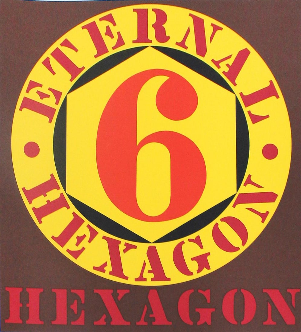 Robert Indiana - Eternal Hexagon: Artist: Robert Indiana Title: Eternal Hexagon Year: 1964 Dimensions: 20in. by 24in. Edition: 168 from the limited edition of 500 Publisher: Wadsworth Atheneum H