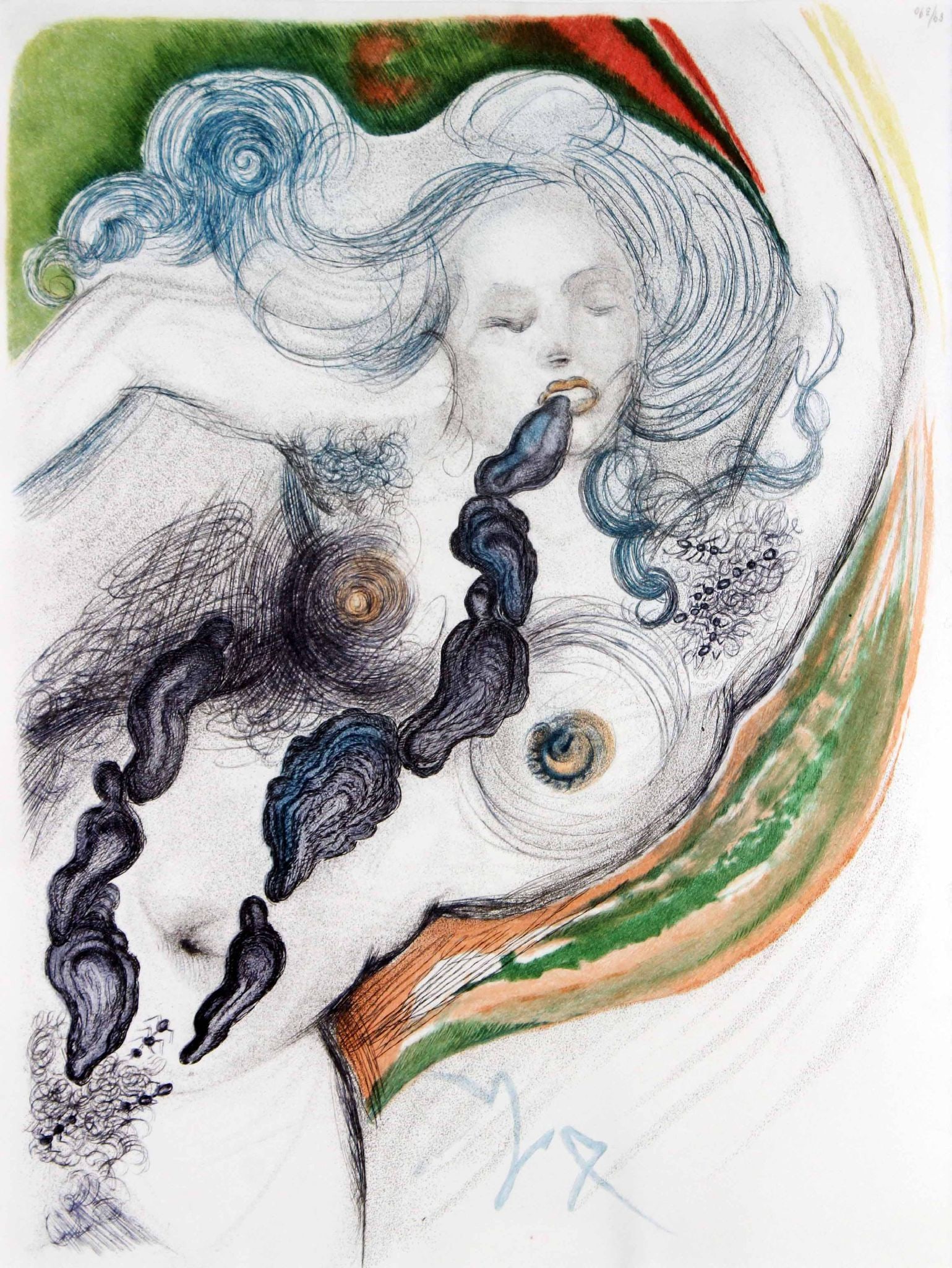 Salvador Dali - Oysters and Nude: Artist: Salvador Dali Title: Oysters and Nude Year: 1967 Dimensions: 14 3/4 x 11 in. Edition: From the limited edition of 390 Publisher: Au Cercle du livre prec