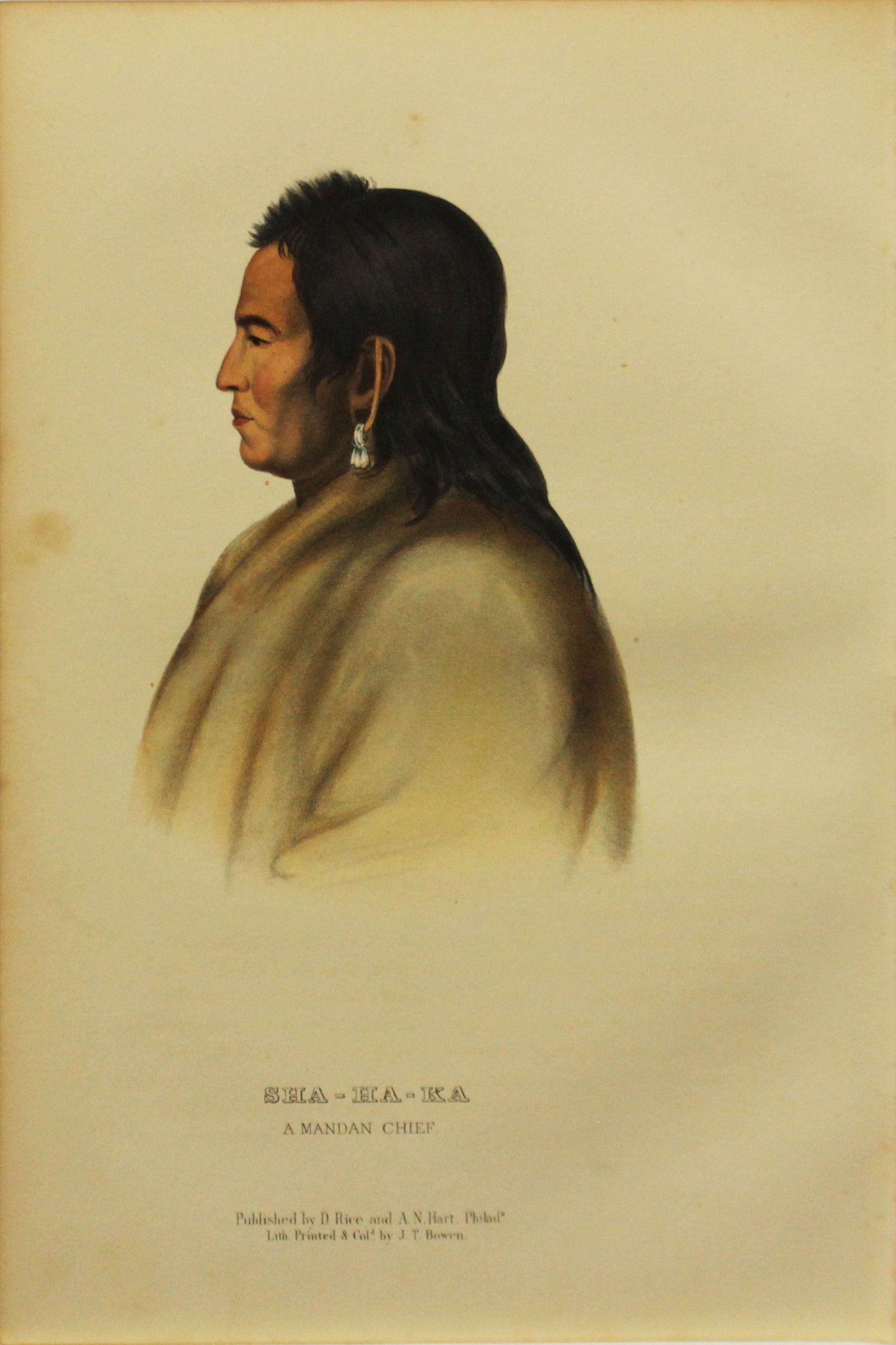 Charles Bird King - Sha Ha Ka A Mandan Chief: Artist: Charles Bird King Title: Sha Ha Ka A Mandan Chief Year: 1858 Dimensions: 10 1/2in. by 6 3/4in. Edition: From the Rare Limited Edition Publisher: D. Rice