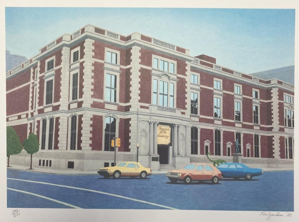 Tom Jackson - The Academy of Natural Scienes of Philadelphia: Artist: Tom Jackson Title: The Academy of Natural Scienes of Philadelphia Dimensions: 14 3/8in. by 11 7/8in. Edition: From the rare limited edition Suite: Philadelphia Portfolio Medium: Original