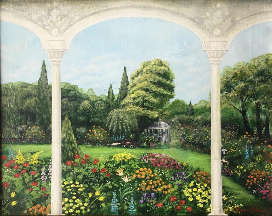 Amon Shontz - Early Summer Garden: Artist: Amon Shontz Title: Early Summer Garden Dimensions: 18in. by 20in. Edition: A unique and original work of art Medium: Original oil painting Condition: Ex