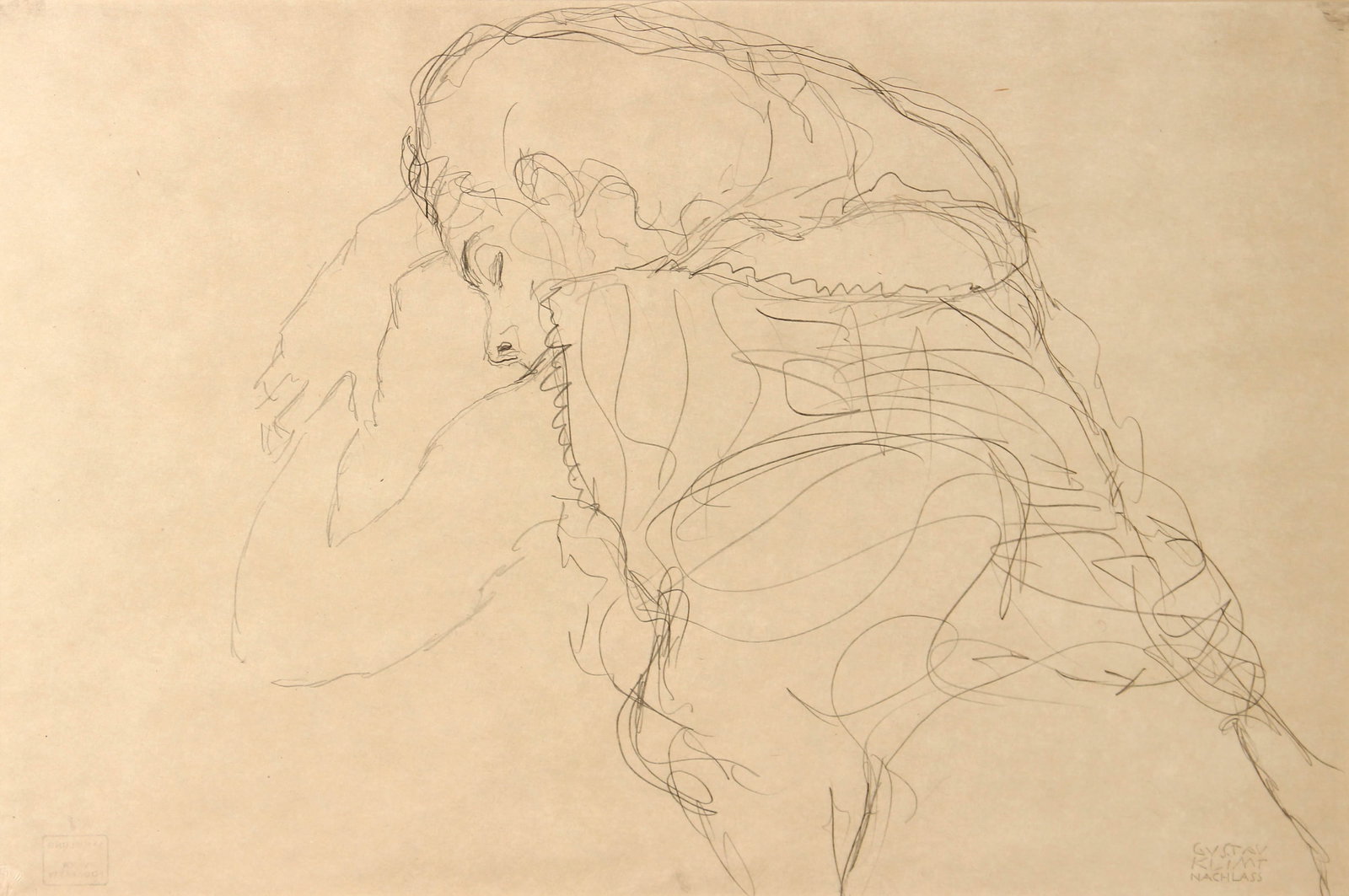 Gustav Klimt (After) - Auf Dem Bauch Liegender Halbakt: Artist: Gustav Klimt (After) Title: Auf Dem Bauch Liegender Halbakt Year: 1985 Dimensions: 21 1/2 x 14 1/2 in. Edition: From the rare limited edition of 1000 Publis