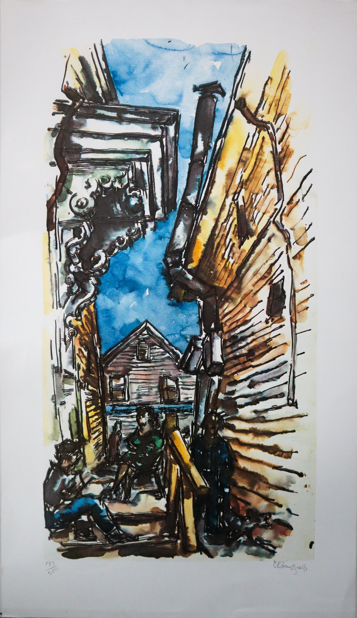 Chaim Gross - Provincetown Side Street: Artist: Chaim Gross Title: Provincetown Side Street Year: 1979 Dimensions: 29 1/2 x 17 in. Edition: number 193 From the rare limited edition of 250 Original lithorgraph on