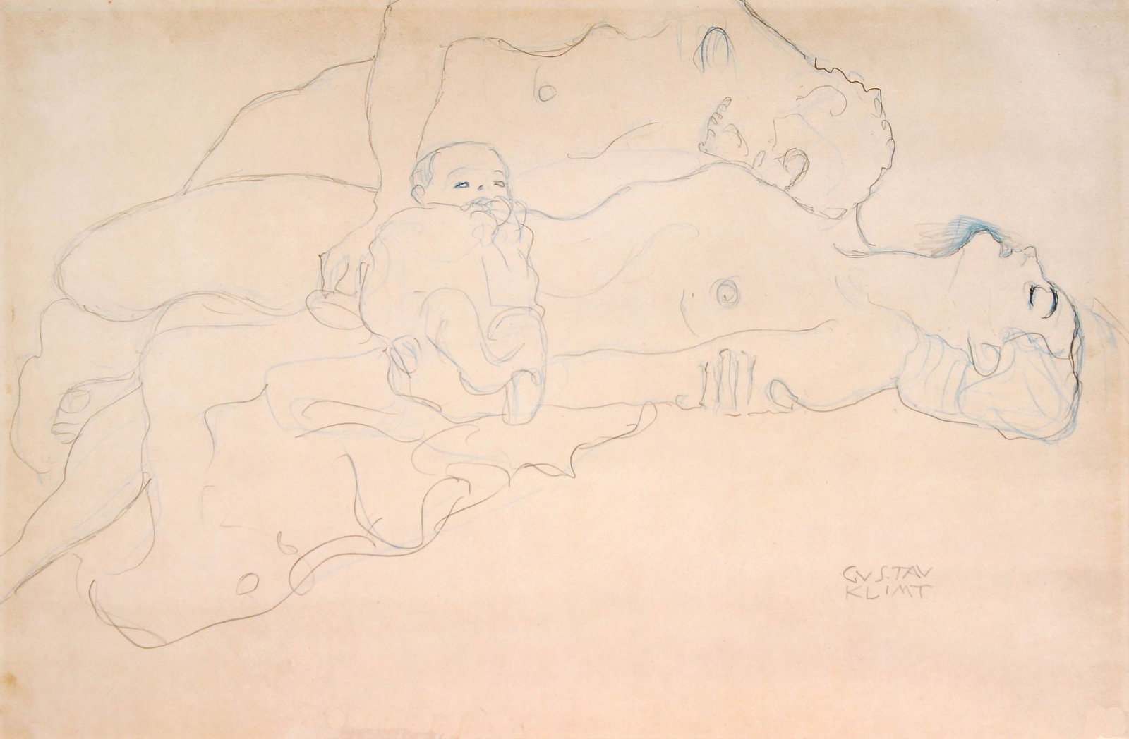 Gustav Klimt (After) - Family Love (Liegendes Liebespaar Mit Kind): Artist: Gustav Klimt (After) Title: Family Love (Liegendes Liebespaar Mit Kind) Year: 1985 Dimensions: 21 1/2 x 14 1/2 in. Edition: From the rare limited edition of 1000 <
