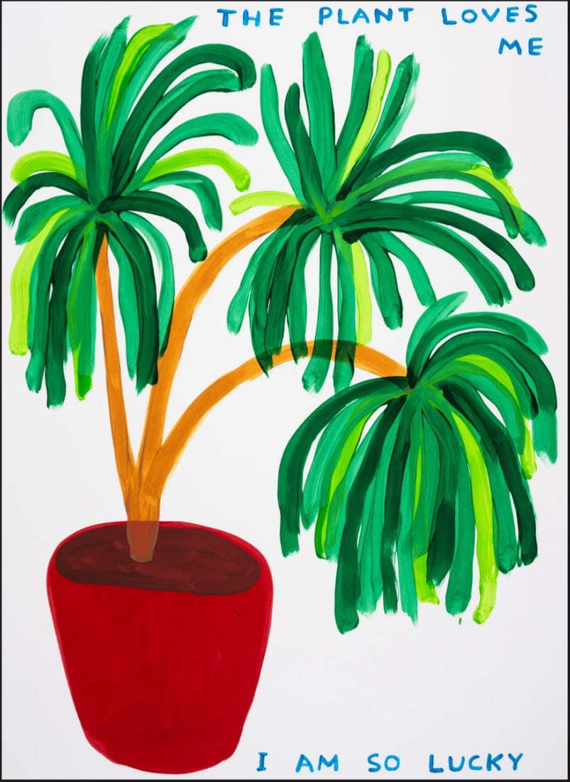 David Shrigley - The Plant Loves Me: Artist: David Shrigley Title: The Plant Loves Me Year: 2023 Dimensions: 29 7/8 x 22 in. Edition: Numbered from the edition of 125 Publisher: Jealous Gallery, London Medium: Screenprint in colours