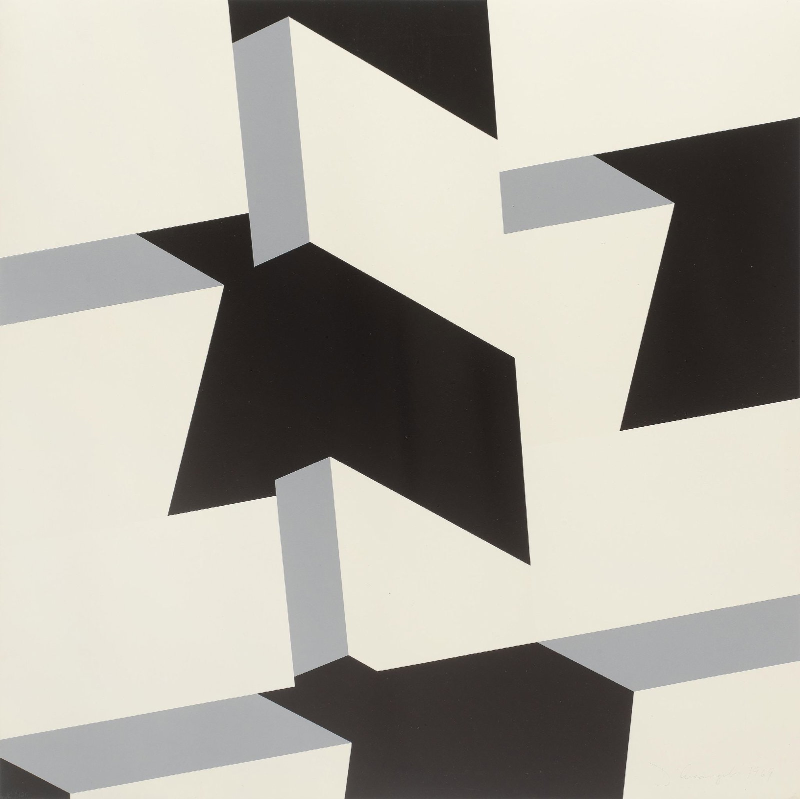Allan D'Arcangelo - Landscape 3: Artist: Allan D'Arcangelo Title: Landscape 3 Year: 1969 Dimensions: 25 1/2 x 25 1/2 in. Suite: Nicolas Calas, From Speed to Tension, Edition Domberger, Stuttgart, 1969 Medium: Silkscreen in Colors