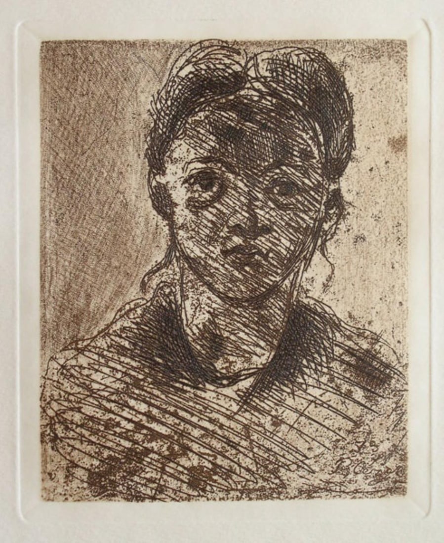 Paul Cezanne - Portrait of a Young Girl: Artist: Paul Cezanne Title: Portrait of a Young Girl Year: Plate created 1873 print executed in 1914 Dimensions: 9.5in. by 12.5in. Edition: From the rare limited edition Publis