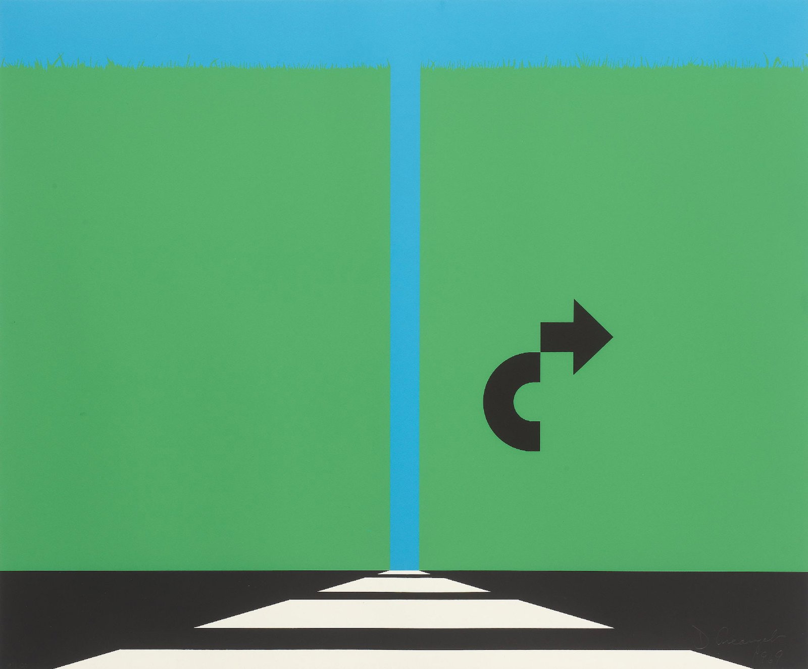 Allan D'Arcangelo - Landscape 1: Artist: Allan D'Arcangelo Title: Landscape 1 Year: 1969 Dimensions: 25 1/2 x 21 1/4 in. Suite: Nicolas Calas, From Speed to Tension, Edition Domberger, Stuttgart, 1969 Medium: Silkscreen in Colors