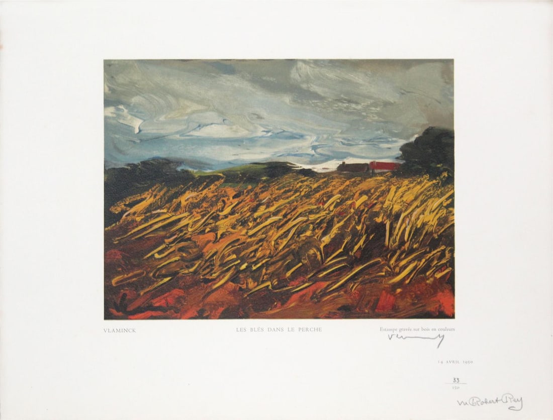 Maurice de Vlaminck - Les Bles Dans le Perche: Artist: Maurice de Vlaminck (After) Title: Les Bles Dans le Perche Year: 1950 Dimensions: 14 1/4in. by 18 1/4in. Edition: From the rare limited edition of 150 Publisher: Robert Rey Suite: Estampes