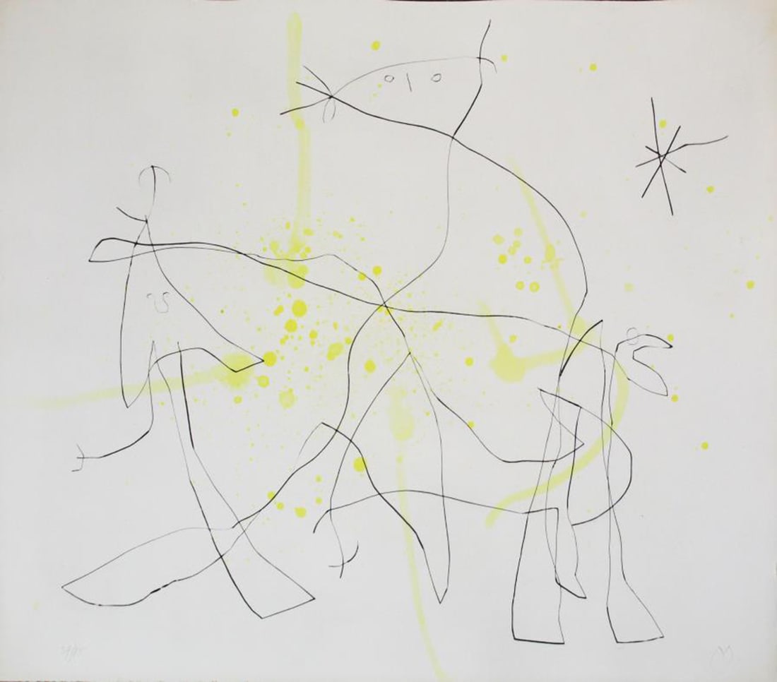 Joan Miro - Untitled IX from "Flux de l'Aimant": Artist: Joan Miro Title: Untitled IX from "Flux de l'Aimant" Year: 1964 Dimensions: 19in. by 23in. Edition: From the rare limited edition of 75 Publisher: Atelier Maeght Levallois Suite: Flux de