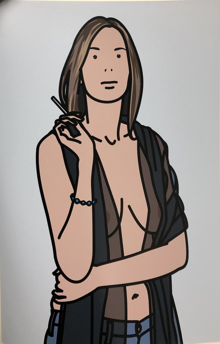 Julian Opie - Ruth Smoking 5: Artist: Julian Opie Title: Ruth Smoking 5 Year: 2005 Dimensions: 15.5in. by 11.5in. Edition: From the limited edition of 250 Publisher: Alan Cristea Gallery