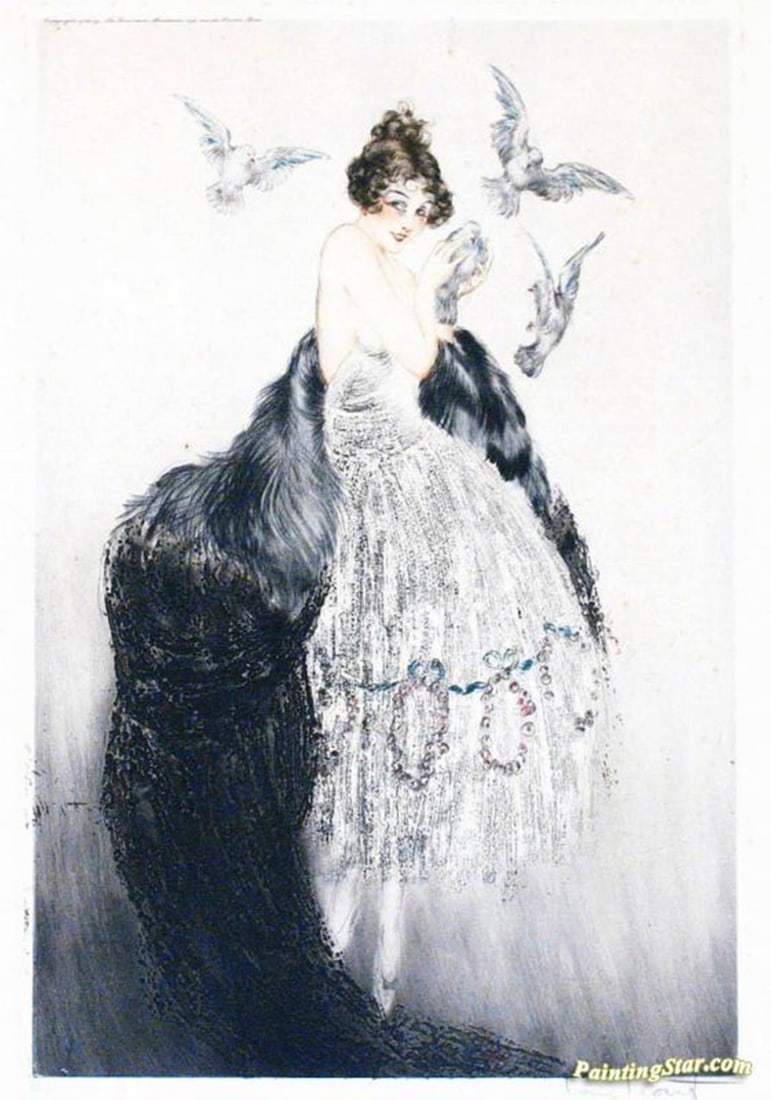 Louis Icart - Sweet Caress: Artist: Louis Icart Title: Sweet Caress Year: 1924 Dimensions: 17 1/4in. by 11 3/8in. Edition: From the rare limited edition Medium: Original dry point etching on paper Condition: Excellent Signature