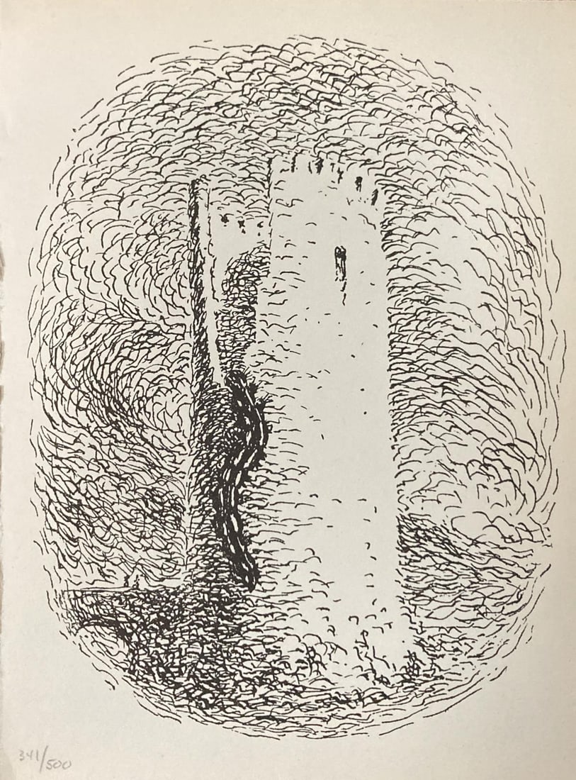 Rene Magritte - Untitled (Serpent and Tower): Artist: Rene Magritte Title: Untitled (Serpent and Tower) Dimensions: 8.5in. by 6.5in. Edition: From the rare limited edition of 500 Publisher: Les Editions Lumiere Suite: Les Necessites De La Vie et