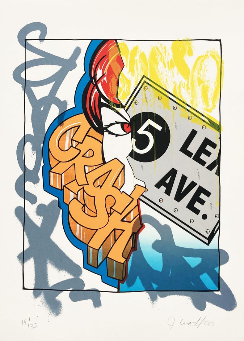 CRASH - 5 Lex: Artist: CRASH Title: 5 Lex Year: 1990 Dimensions: 22in. by 30in. Edition: From the limited edition of 35 Medium: Original serigraph on paper Conditio